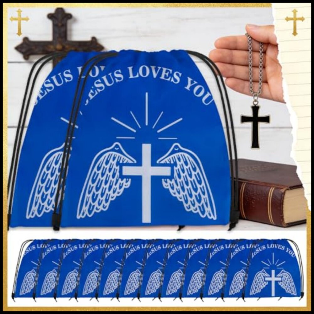 Drawstring Backpack Set Religious Christian Party… - image 6